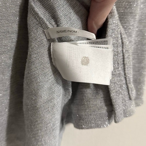 H&M Cardigan Youth Girls medium 8-10Y Grey Glitter Open Front Layering Pockets - Picture 6 of 7